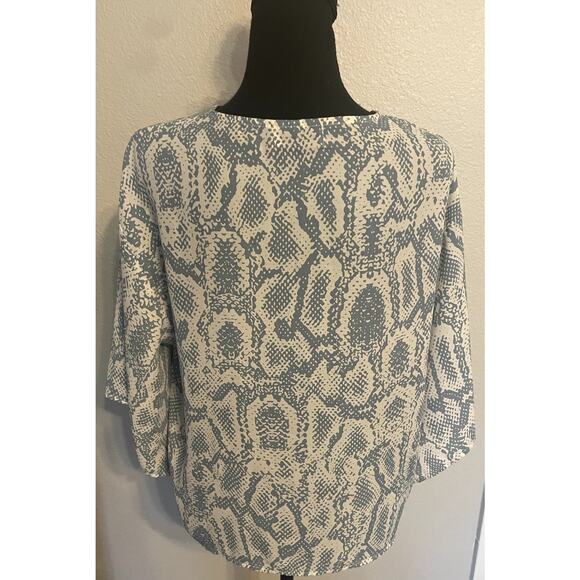 Adrienne Snakeskin Print Blouse Wide flowy Sleeves Size M - Picture 2 of 6